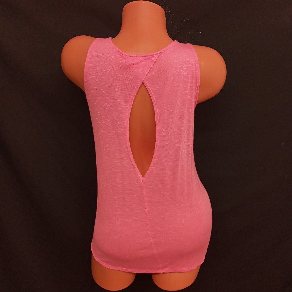 1X Sexy Ambiance apparel pink open back blended sleeveless top